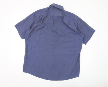 Thomas Nash Men's Blue Regular Fit Short Sleeve Shirt