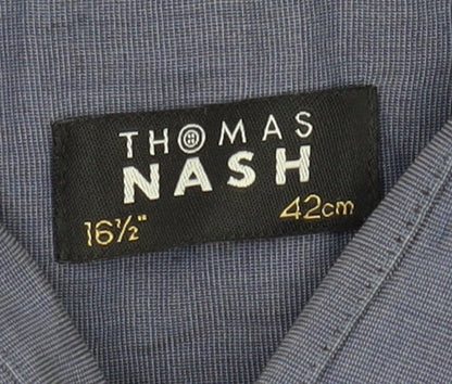 Thomas Nash Men's Blue Regular Fit Short Sleeve Shirt