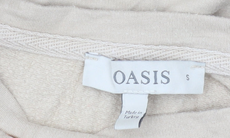 Oasis Women's Beige S Pullover Sweatshirt, Casual & Stylish