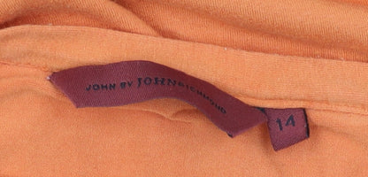 John Richmond Women's Orange T-Shirt, Size 14, Spring Style