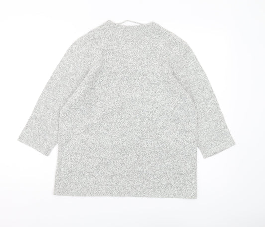 Damart Women's Grey Pullover Jumper M V-Neck 3/4 Sleeve