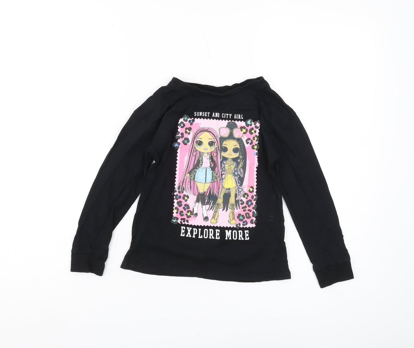 LOL Surprise Girls Black Graphic Long Sleeve T-Shirt 6-7 Years