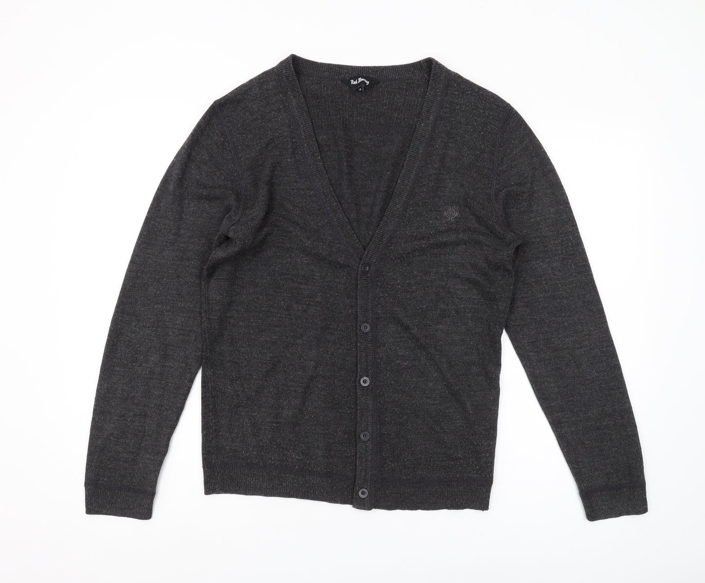 Red Herring Men's Black Cardigan, Size S, V-Neck Knit