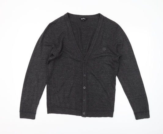 Red Herring Men's Black Cardigan, Size S, V-Neck Knit