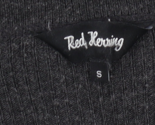 Red Herring Men's Black Cardigan, Size S, V-Neck Knit