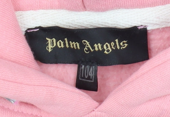 Palm Angels Girls Pink Embroidered Pullover Hoodie 6 Years