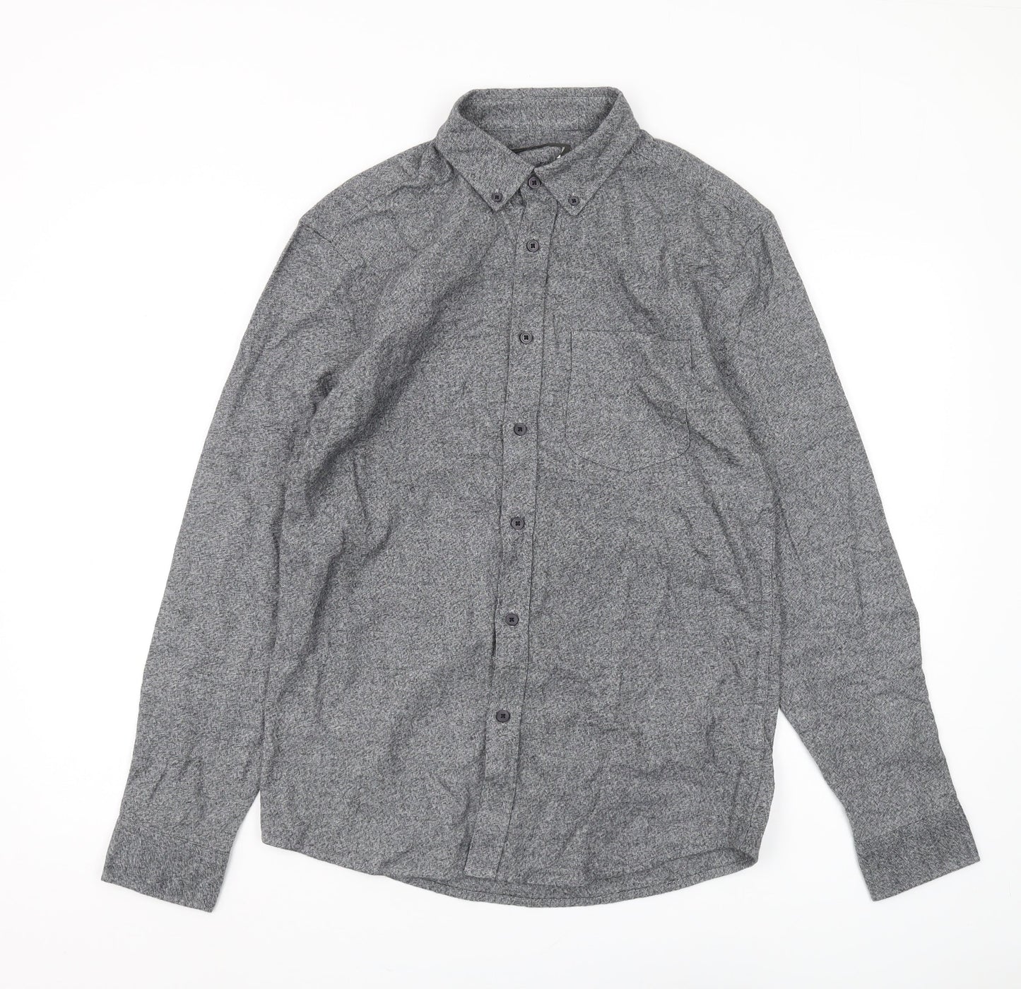 Marks and Spencer Men's Grey Button-Up Shirt S