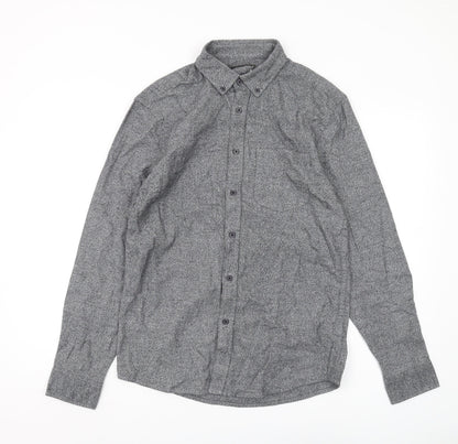 Marks and Spencer Men's Grey Button-Up Shirt S