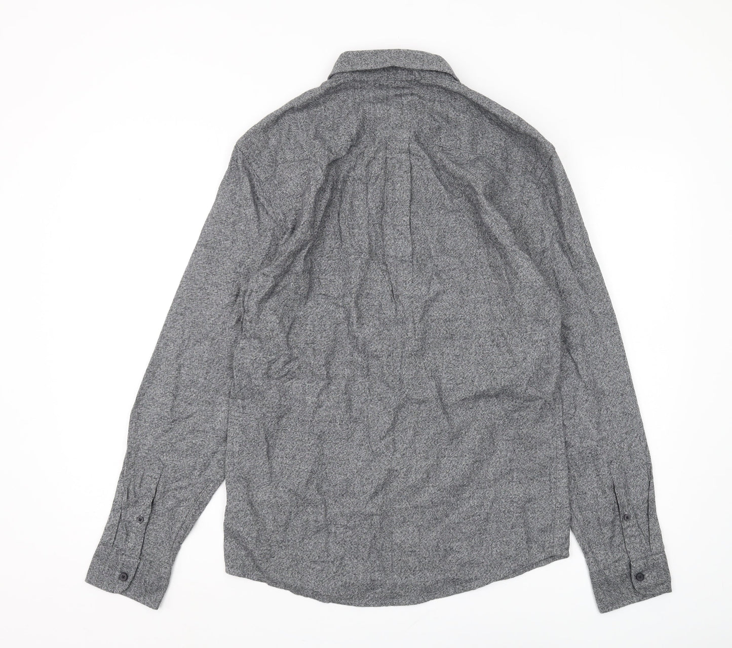 Marks and Spencer Men's Grey Button-Up Shirt S