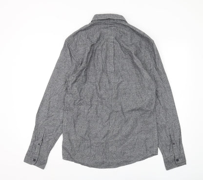 Marks and Spencer Men's Grey Button-Up Shirt S