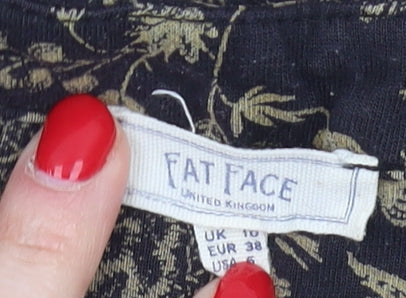 Womens UK Size 10 Fat Face Black Tunic Blouse