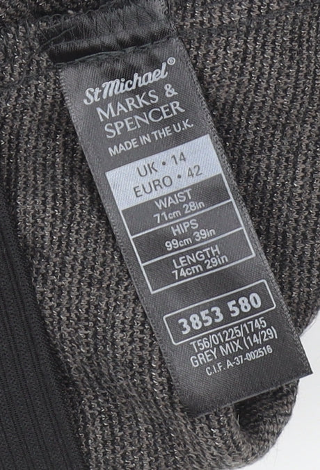 Marks and Spencer Women's Grey Check Pencil Skirt Size 14