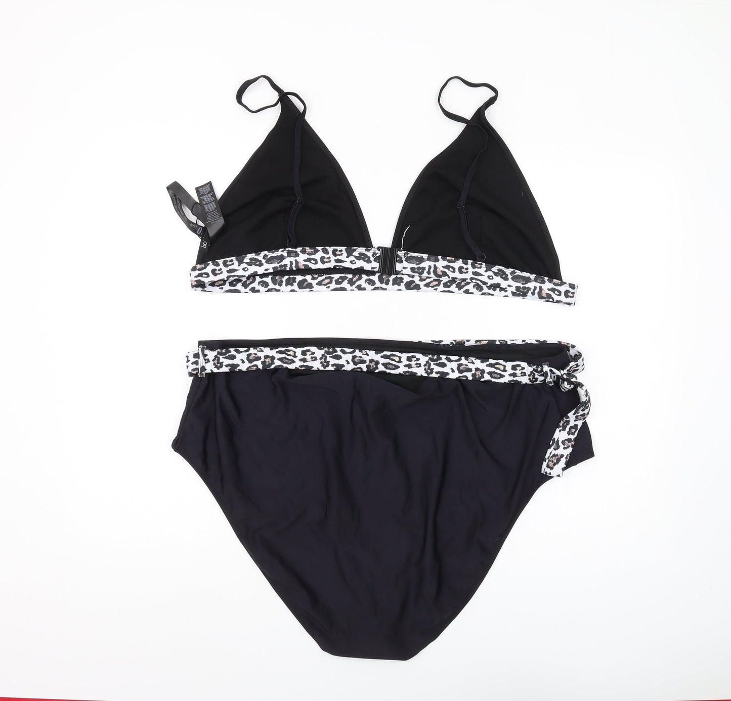 Boohoo Plus Black Animal Print Triangle Bikini