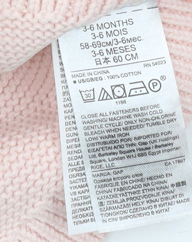 Gap Unisex Baby Pink Wrap Jumper 3-6 Months Cotton Knit