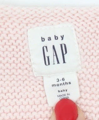 Gap Unisex Baby Pink Wrap Jumper 3-6 Months Cotton Knit