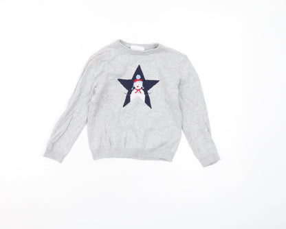 The Little White Company Boys Grey Star Jumper 4-5 Years