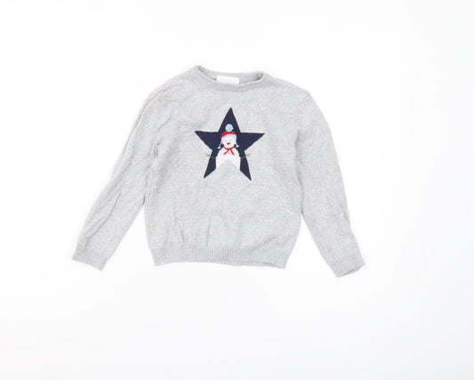 The Little White Company Boys Grey Star Jumper 4-5 Years