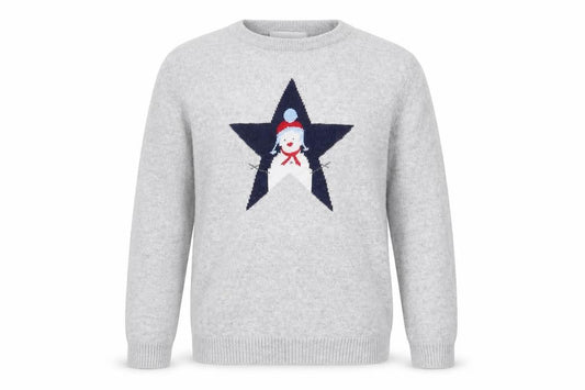 The Little White Company Boys Grey Star Jumper 4-5 Years