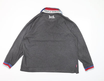 Mens UK Size XL Cotton Traders Grey Henley Sweatshirt