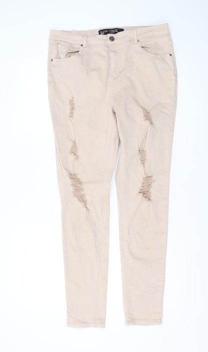 Simply Be Women's Beige Skinny Jeans Size 16