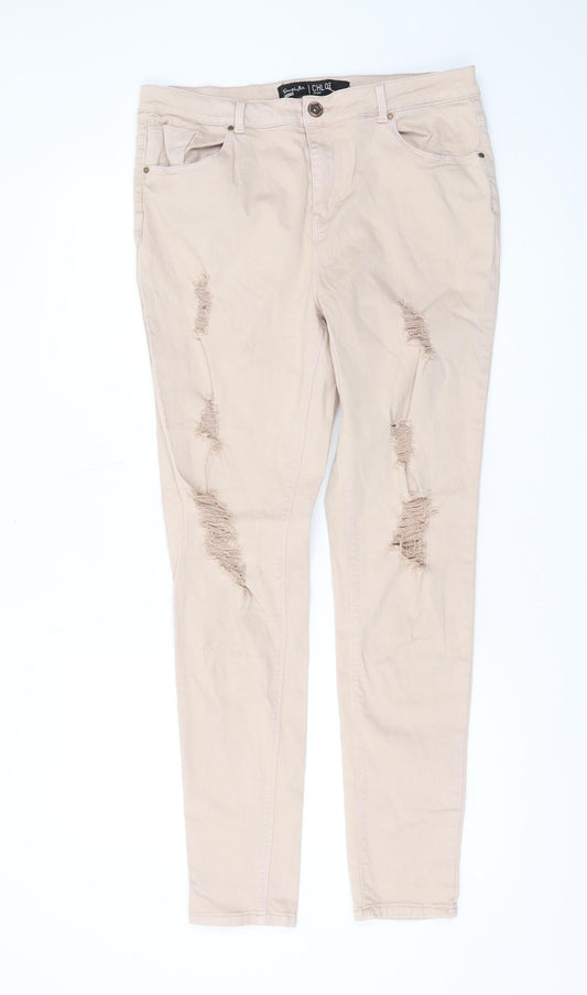 Simply Be Women's Beige Skinny Jeans Size 16