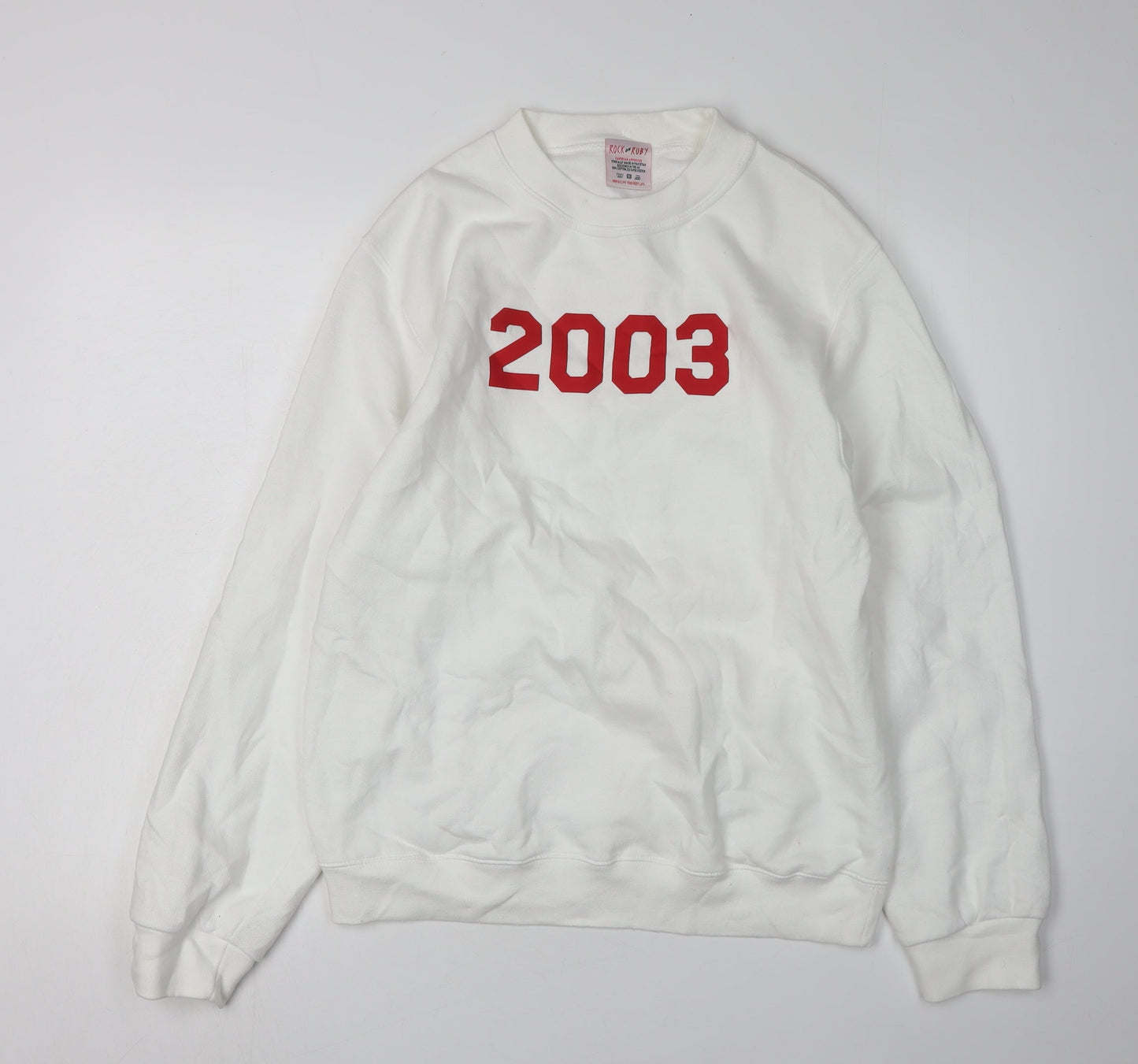 Rock on Ruby Women White Pullover Sweatshirt M