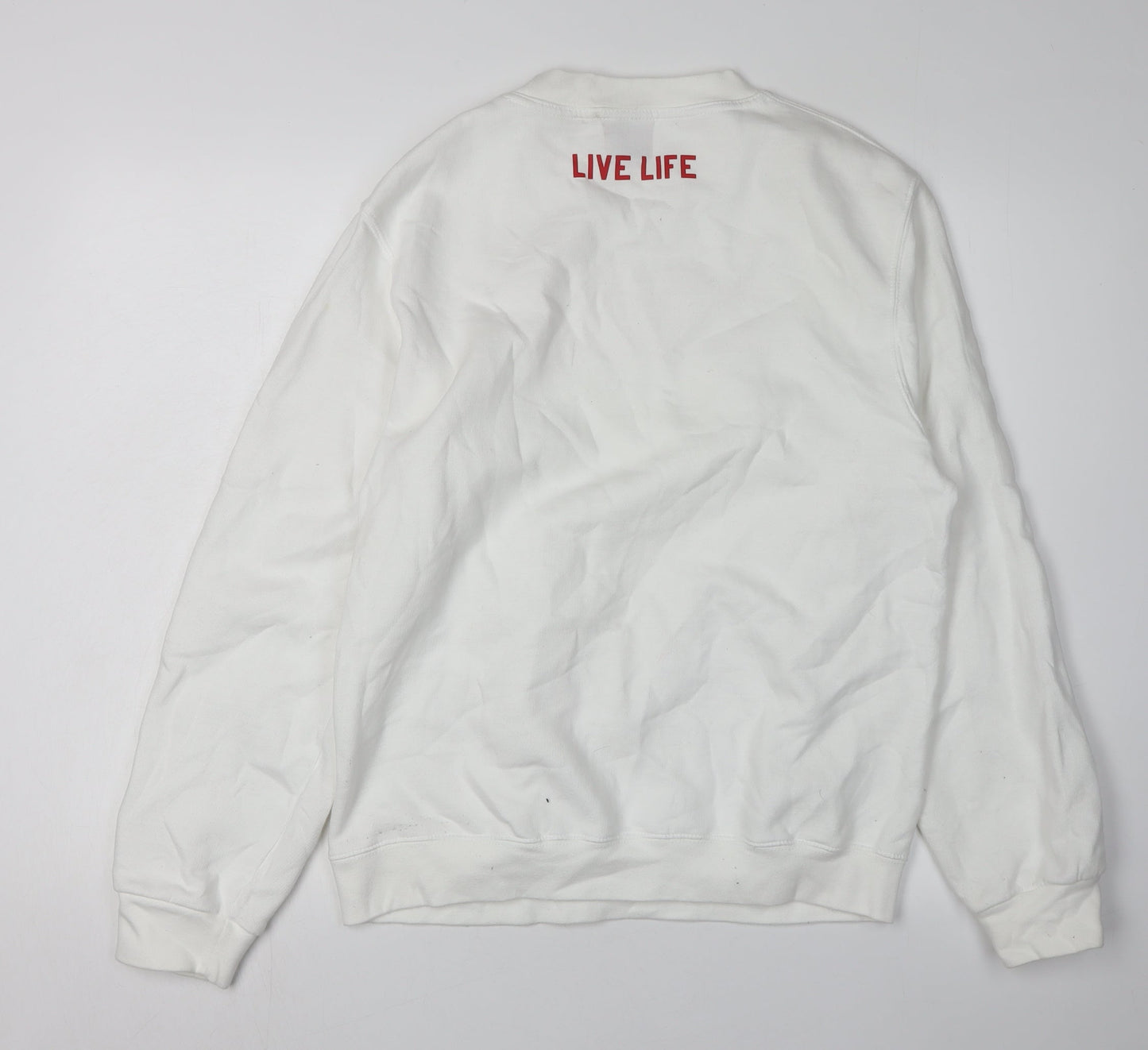 Rock on Ruby Women White Pullover Sweatshirt M