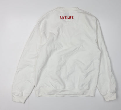 Rock on Ruby Women White Pullover Sweatshirt M
