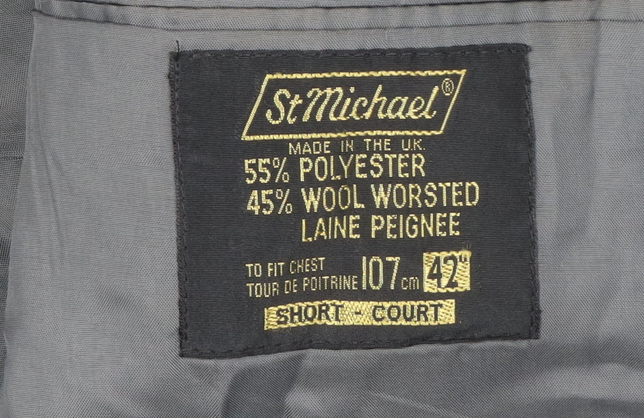 Mens UK Size 42 St Michael Regular Grey Suit Jacket