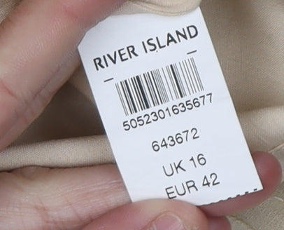 River Island Women Beige Short Sequin Sheath Dress Size 16