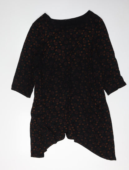 Roman Women's Black Asymmetric Floral Dress, Size 20