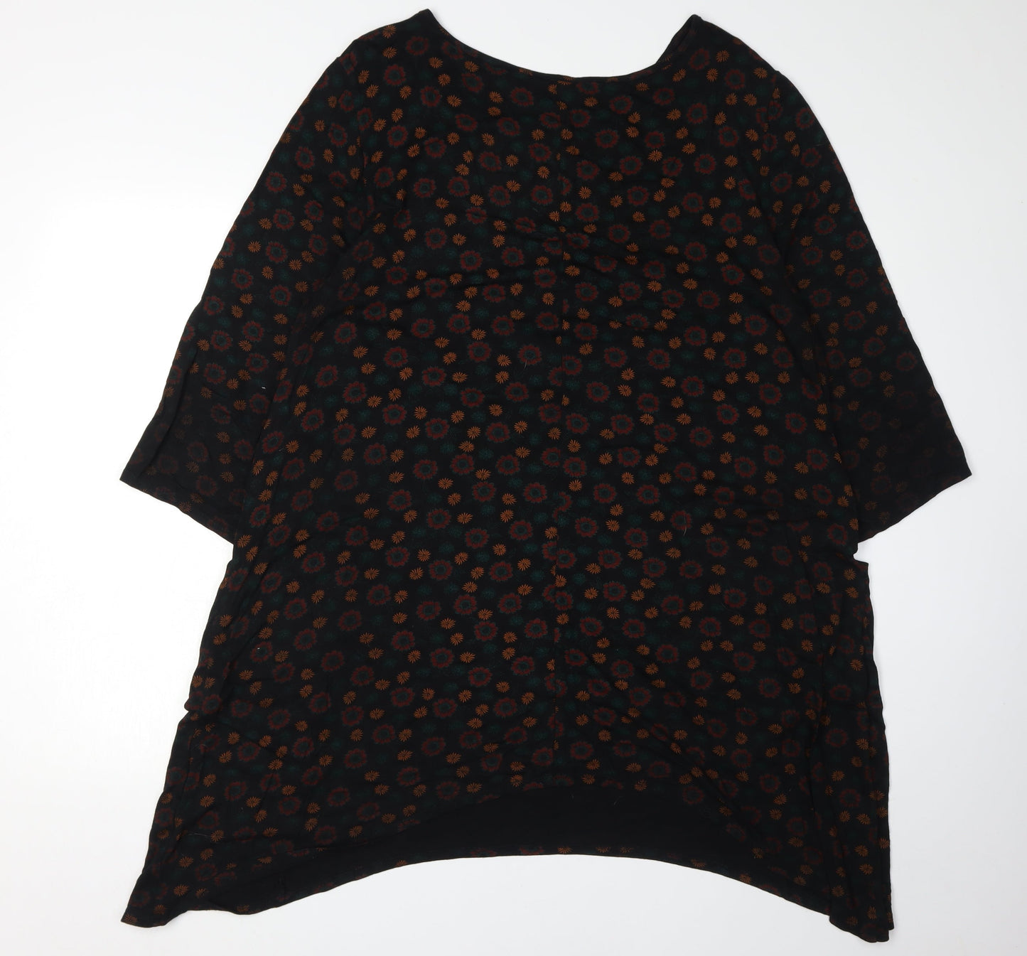 Roman Women's Black Asymmetric Floral Dress, Size 20