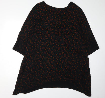 Roman Women's Black Asymmetric Floral Dress, Size 20
