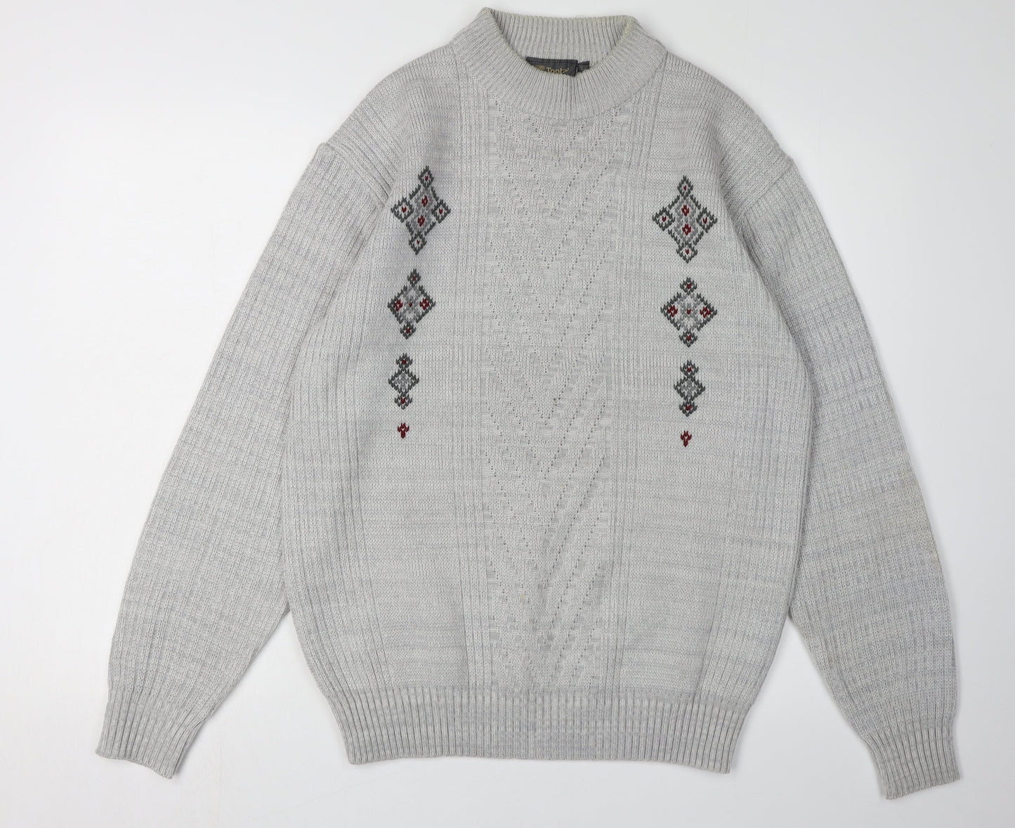 Tootal Men's Grey Pullover Jumper, Size L, Cable-Knit