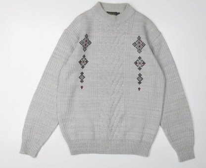 Tootal Men's Grey Pullover Jumper, Size L, Cable-Knit