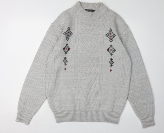 Tootal Men's Grey Pullover Jumper, Size L, Cable-Knit