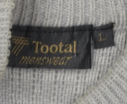 Tootal Men's Grey Pullover Jumper, Size L, Cable-Knit