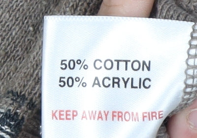 EWM Men's Brown Striped V-Neck Pullover Jumper L