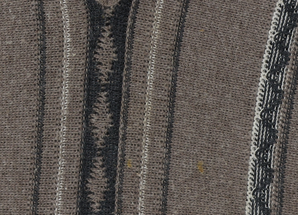 EWM Men's Brown Striped V-Neck Pullover Jumper L