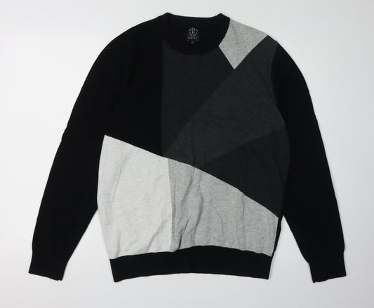 Next Men's Black Geometric Pullover Jumper, Size L