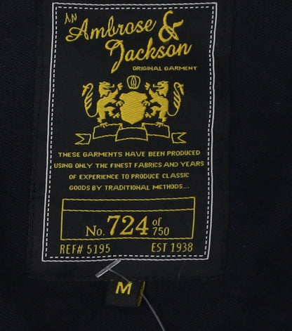 Ambrose & Jackson Men's Black Cardigan, M, V-Neck, Cotton