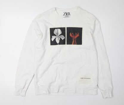 Zara Men's Graphic Print Sweatshirt White S