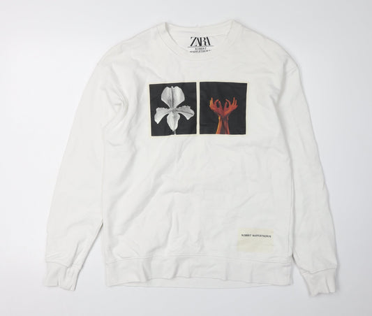 Zara Men's Graphic Print Sweatshirt White S