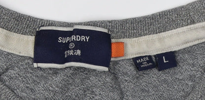 Superdry Men's Grey Logo T-Shirt, Size L, Crew Neck