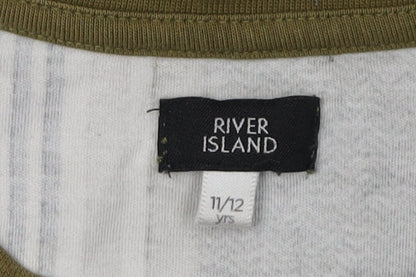 River Island Boys Green Striped T-Shirt 11-12 Years