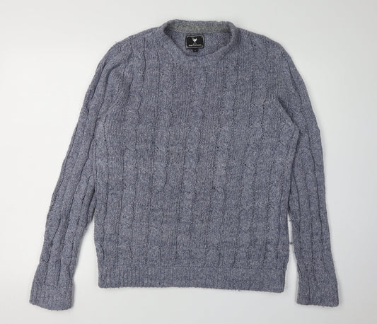 John Partridge Men's Grey Cable Knit Pullover Jumper