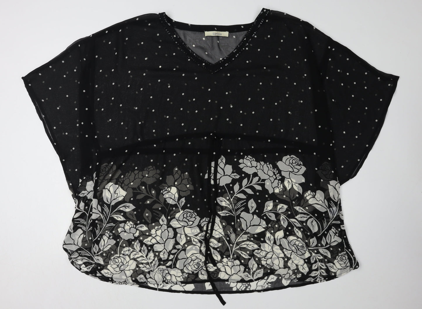 Womens UK Size 20 Classics Black Tunic Blouse