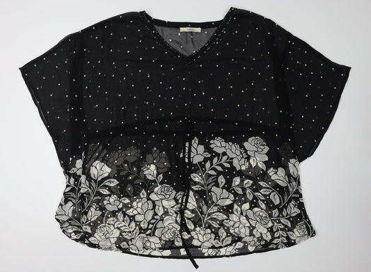 Classics Black Floral Tunic Blouse, Women’s Plus Size 20
