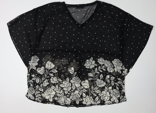 Classics Black Floral Tunic Blouse, Women’s Plus Size 20