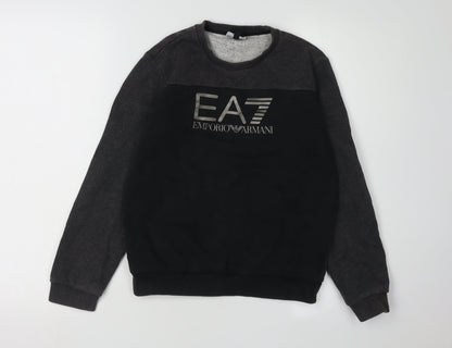 Emporio Armani Boys Black Logo Sweatshirt, 12 Years, Pullover